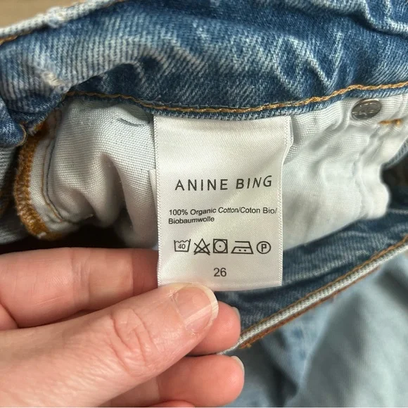 Anine Bing Olsen High Rise Button Fly Relaxed Fit Straight Leg Jeans 26